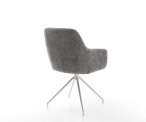 Jedálenská stolička Pejo-Flex krížový rám z brúseného nehrdzavejúceho ocele, bouclé sivé, otočné o 180° - Image 5