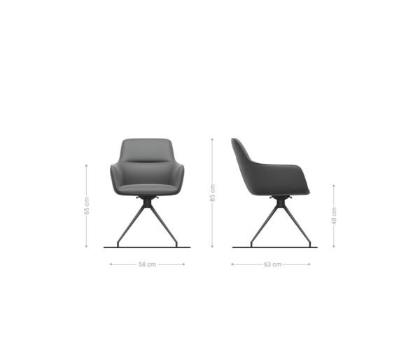 Jedálenská stolička Pejo-Flex krížový rám z brúseného nehrdzavejúceho ocele, bouclé sivé, otočné o 180° - Image 6