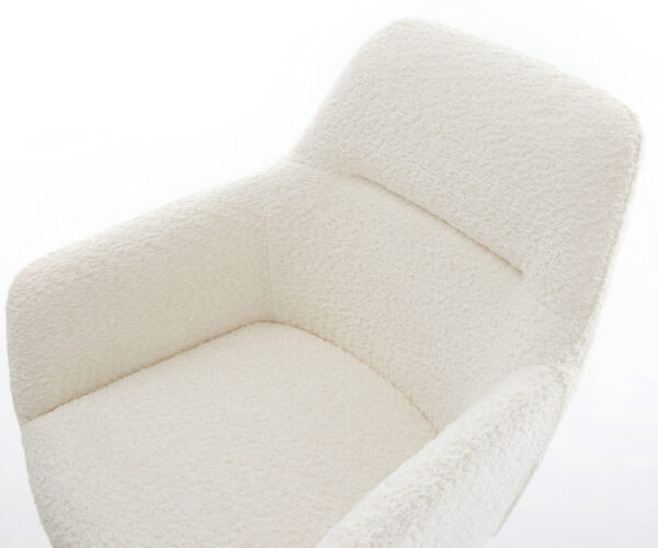 Jedálenská stolička Pejo-Flex krížový rám z brúseného nehrdzavejúceho ocele, biely bouclé, otočný o 180° - Image 4