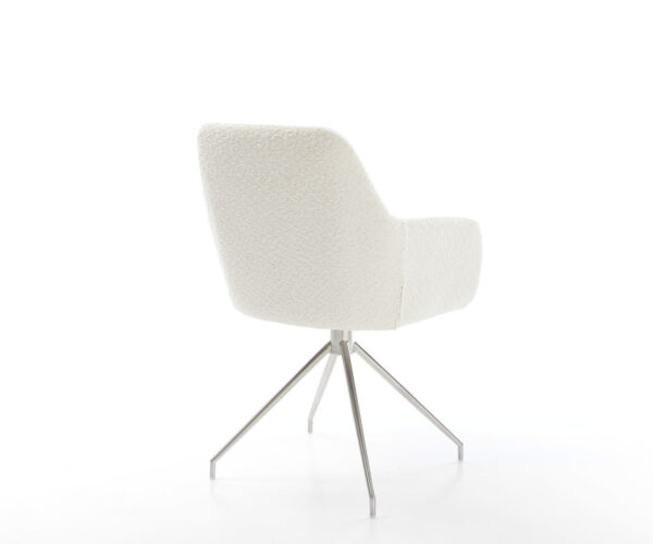 Jedálenská stolička Pejo-Flex krížový rám z brúseného nehrdzavejúceho ocele, biely bouclé, otočný o 180° - Image 5