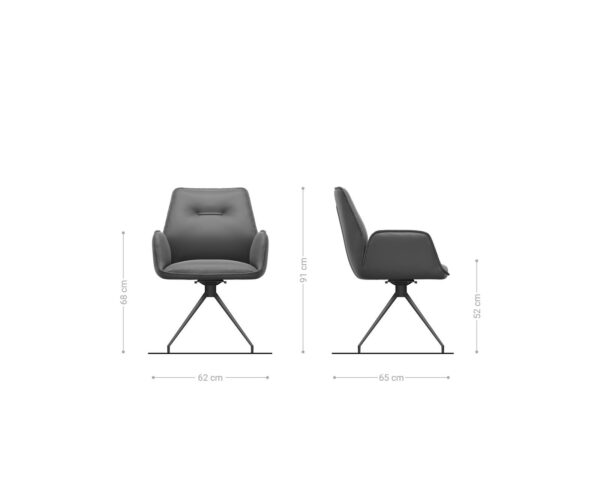 Jedálenská stolička Zoa-Flex krížová konštrukcia z nerezovej ocele, zúžený, kordurový, striebornošedý, otočný o 180° - Image 6