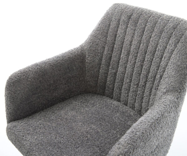 Otočná stolička Greg-Flex drevená základňa štvorcová bouclé sivá 180° - Image 4