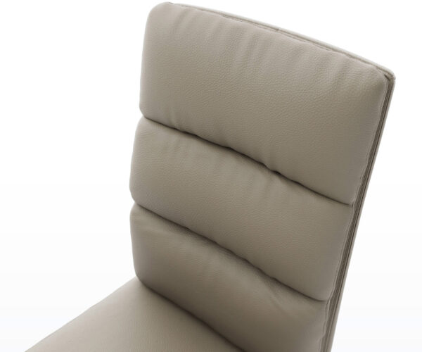 Jedálenská stolička Pela-Flex s krížovou rámovou konštrukciou, lemované nehrdzavejúcou oceľou, pravá koža, farba taupe, otočné o 180° - Image 4