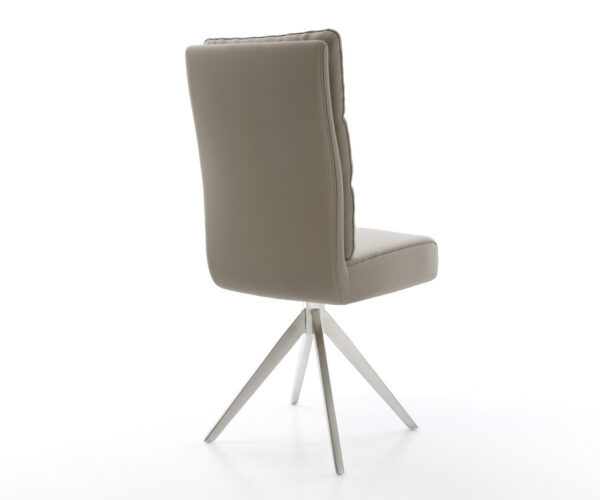 Jedálenská stolička Pela-Flex s krížovou rámovou konštrukciou, lemované nehrdzavejúcou oceľou, pravá koža, farba taupe, otočné o 180° - Image 5