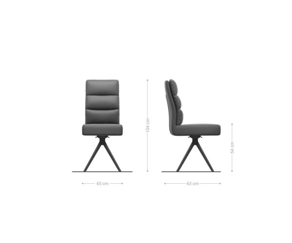 Jedálenská stolička Pela-Flex s krížovou rámovou konštrukciou, lemované nehrdzavejúcou oceľou, pravá koža, farba taupe, otočné o 180° - Image 6
