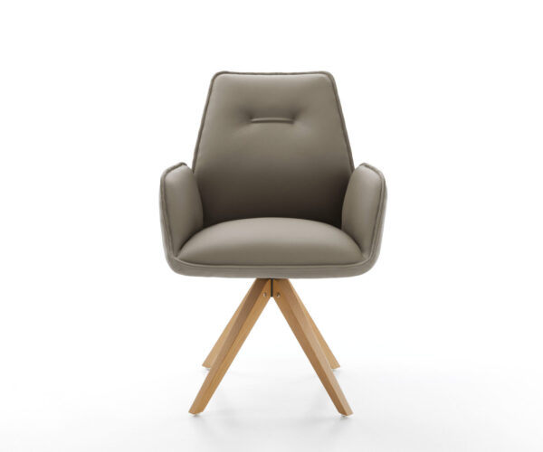 Jedálenská stolička Zoa-Flex drevený rám, lemované pravou kožou taupe, otočné o 180° - Image 2