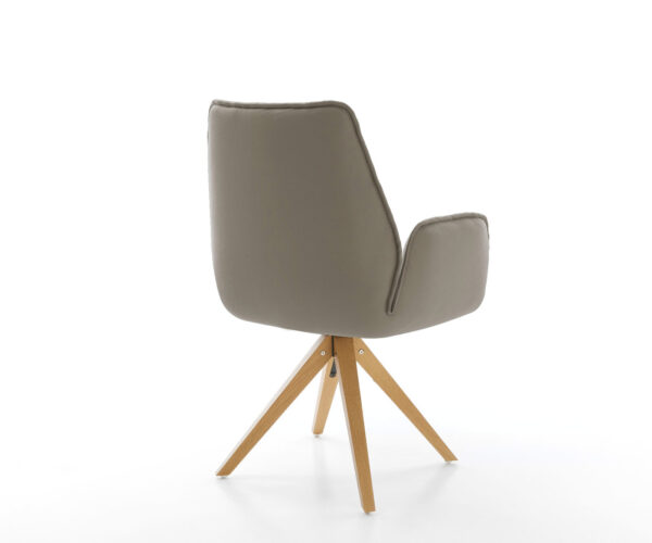 Jedálenská stolička Zoa-Flex drevený rám, lemované pravou kožou taupe, otočné o 180° - Image 5