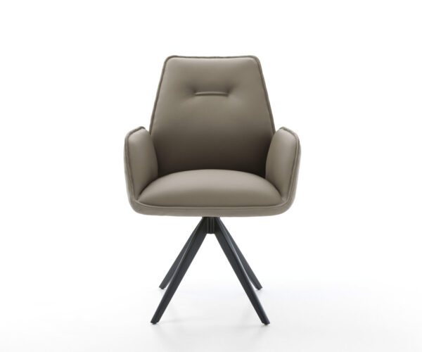 Jedálenská stolička Zoa-Flex s krížovou konštrukciou, lemované čiernou pravou kožou, taupe, otočné o 180° - Image 2