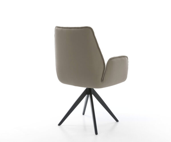 Jedálenská stolička Zoa-Flex s krížovou konštrukciou, lemované čiernou pravou kožou, taupe, otočné o 180° - Image 5