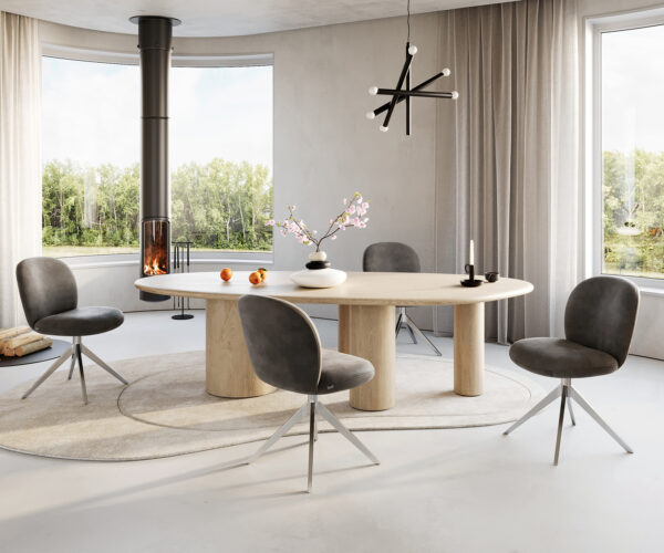 Jedálenská stolička Nube-Flex krížový rám široký nerezová oceľ mikrovlákno antracit vintage 180° otočné jadro s vreckovými pružinami - Image 4