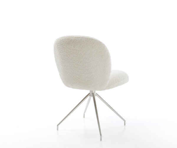 Jedálenská stolička Nube-Flex krížový rám z brúseného nerezového ocele, biely bouclé, 180° otočné, jadro z taštičkových pružín - Image 5