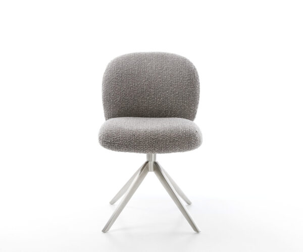 Jedálenská stolička Nube-Flex krížový rám široké nerezové bouclé striebornošedé 180° otočné jadro s vreckovými pružinami - Image 2