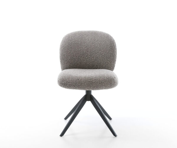 Jedálenská stolička Nube-Flex krížový rám široký kov čierny bouclé striebornošedý 180° otočný jadro s vreckovými pružinami - Image 2