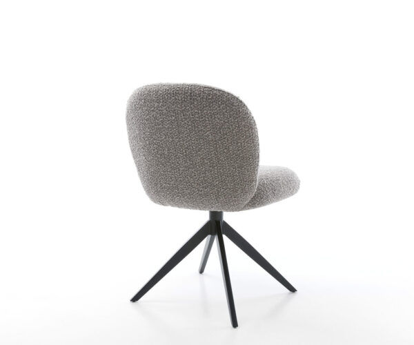 Jedálenská stolička Nube-Flex krížový rám široký kov čierny bouclé striebornošedý 180° otočný jadro s vreckovými pružinami - Image 5