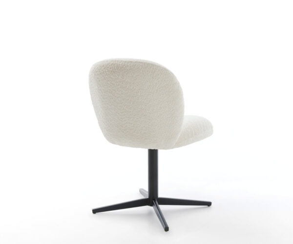 Jedálenská stolička Nube-Flex krížová kovová základňa čierna, biely bouclé, 180° otočný, jadro s vreckovými pružinami - Image 5
