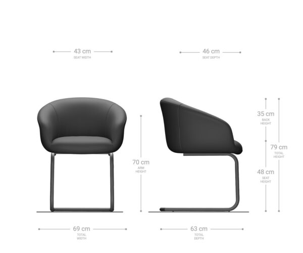 Jedálenská stolička Vinka-Flex s konzolovou konštrukciou, okrúhly kov čierny, kombinované materiály, taupe, jadro s taštičkovými pružinami - Image 6