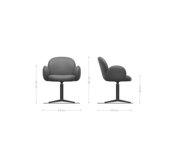 Jedálenská stolička Nube-Flex s podrúčkami, krížová podnož, kovový efekt, titan, pravá koža, čierna - Image 6