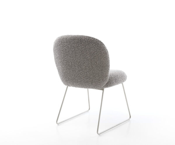 Jedálenská stolička Nube-Flex rám s klznými nohami nerezová oceľ bouclé striebornošedá - Image 5