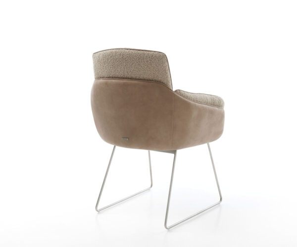 Jedálenská stolička Luan-Flex s podrúčkami, kĺzavý rám, nerezová oceľ, materiálová kombinácia, taupe - Image 4
