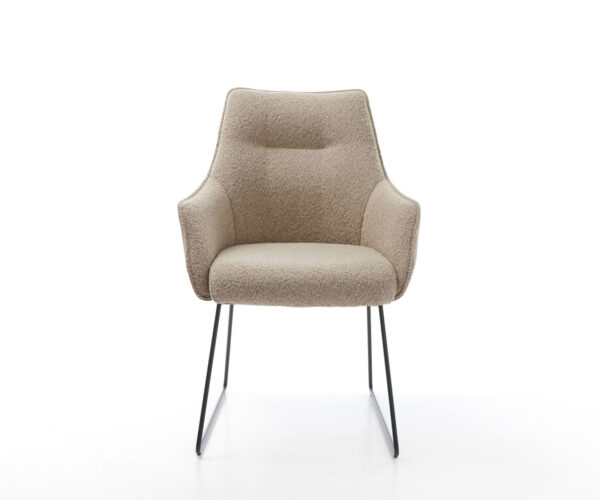 Jedálenská stolička Alja-Flex kovový rám na klzákoch čierny, kombinované materiály, taupe, jadro s vreckovými pružinami - Image 2