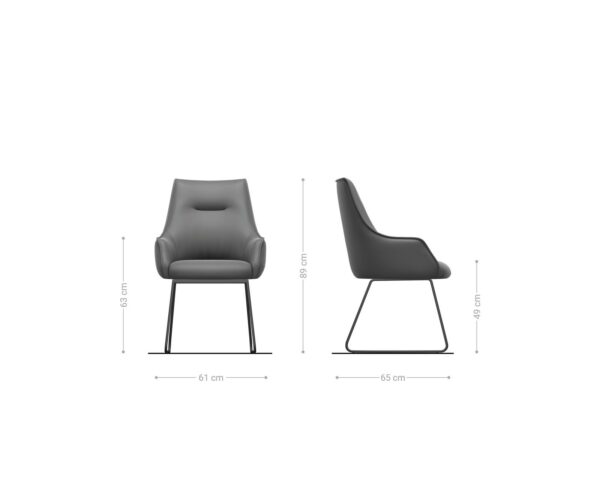 Jedálenská stolička Alja-Flex kovový rám na klzákoch čierny, kombinované materiály, taupe, jadro s vreckovými pružinami - Image 6