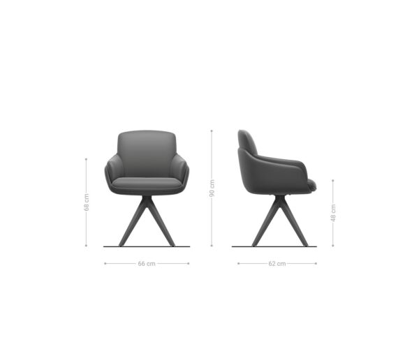 Jedálenská stolička Luan-Flex s opierkami zmiešané materiály tmavobéžová drevená podstava hranatá prírodná 180° otočná - Image 5