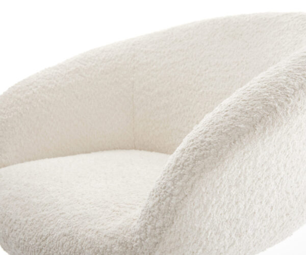 Jedálenská stolička Vinka-Flex s podrúčkami, krížový rám, zúžený kovový čierny, biely bouclé, 180° otočné, jadro s vreckovými pružinami - Image 4