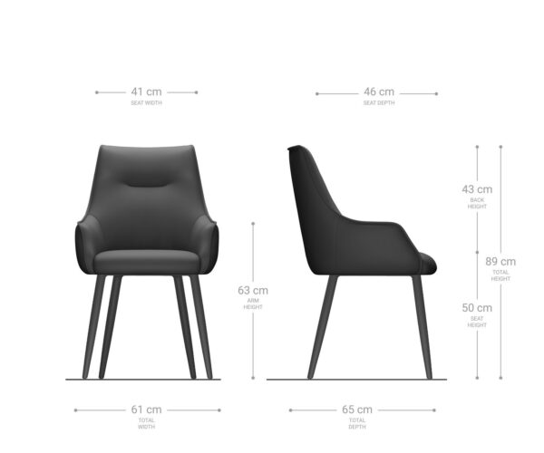 Jedálenská stolička Alja-Flex 4 nohy zúžené kovové čierne manšestr striebornosivý jadro s vreckovými pružinami - Image 6