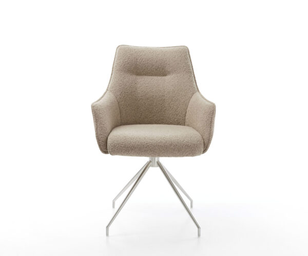 Jedálenská stolička Alja-Flex s područkami, krížová konštrukcia, zúžená nerezová oceľ, kombinované materiály, taupe, 180° otočné, jadro s vreckovými pružinami - Image 2