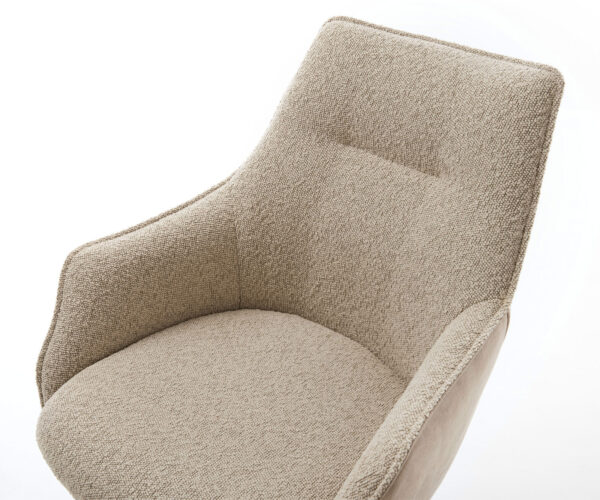 Jedálenská stolička Alja-Flex s područkami, krížová konštrukcia, zúžená nerezová oceľ, kombinované materiály, taupe, 180° otočné, jadro s vreckovými pružinami - Image 4