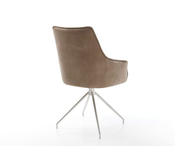 Jedálenská stolička Alja-Flex s područkami, krížová konštrukcia, zúžená nerezová oceľ, kombinované materiály, taupe, 180° otočné, jadro s vreckovými pružinami - Image 5