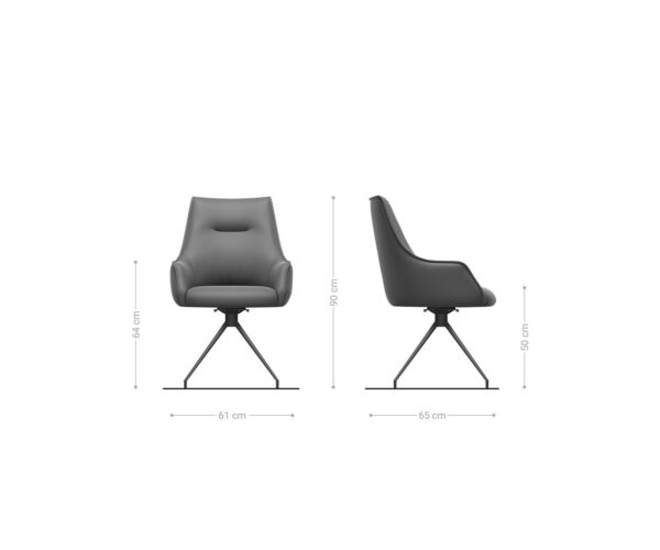 Jedálenská stolička Alja-Flex s područkami, krížová konštrukcia, zúžená nerezová oceľ, kombinované materiály, taupe, 180° otočné, jadro s vreckovými pružinami - Image 6