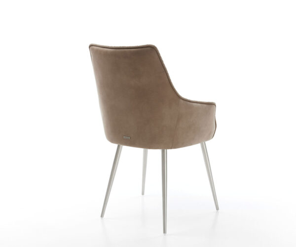 Jedálenská stolička Alja-Flex 4 nohy zúžené nerezová oceľ kombinované materiály taupe jadro s vreckovými pružinami - Image 5