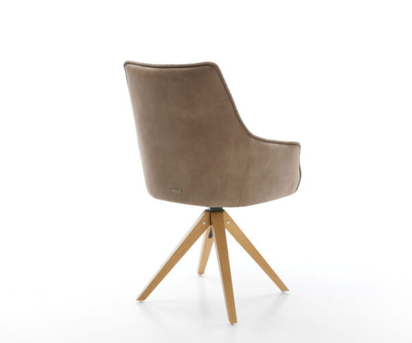 Jedálenská stolička Alja-Flex s opierkami na ruky, drevený rám, uhlový, prírodný, kombinované materiály, taupe, otočné o 180°, jadro s vreckovými pružinami - Image 5