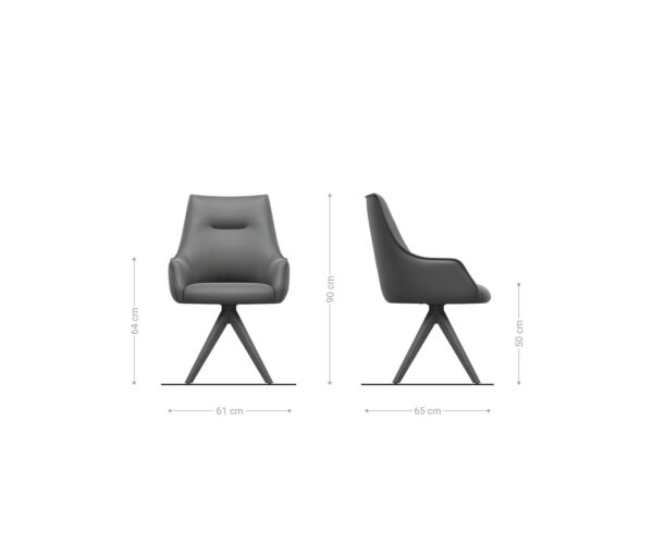 Jedálenská stolička Alja-Flex s opierkami na ruky, drevený rám, uhlový, prírodný, kombinované materiály, taupe, otočné o 180°, jadro s vreckovými pružinami - Image 6