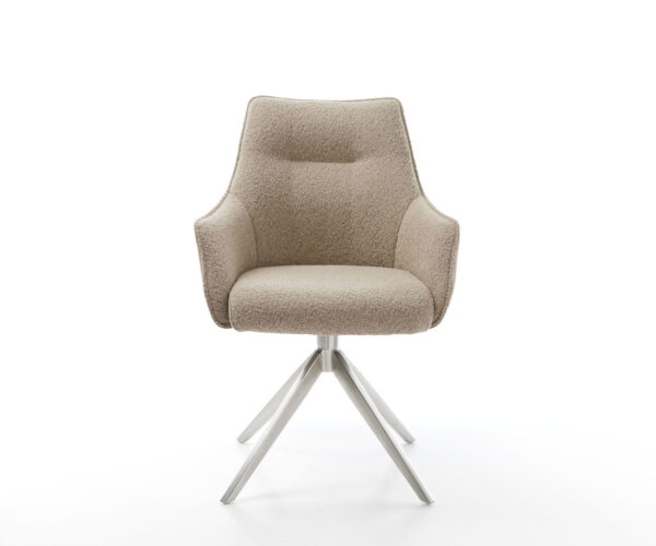 Jedálenská stolička Alja-Flex s podrúčkami, krížová konštrukcia, široké, nerezová oceľ, kombinované materiály, taupe, otočné o 180°, jadro s vreckovými pružinami - Image 2