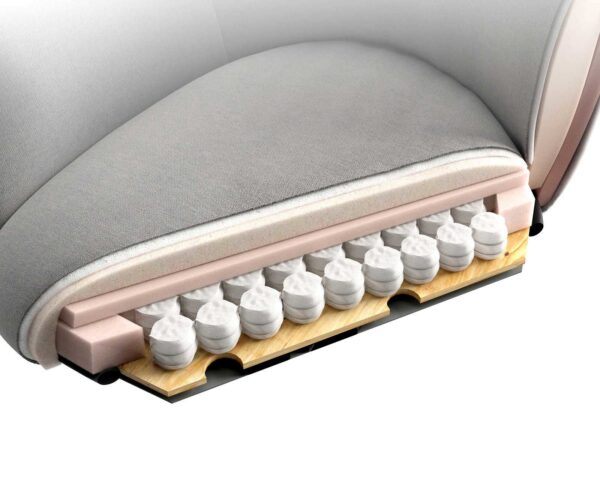 Jedálenská stolička Caja-Flex s podrúčkami, krížový rám, zužujúca sa nerezová oceľ, bouclé striebornošedá, 180° otočné, jadro s vreckovými pružinami - Image 8