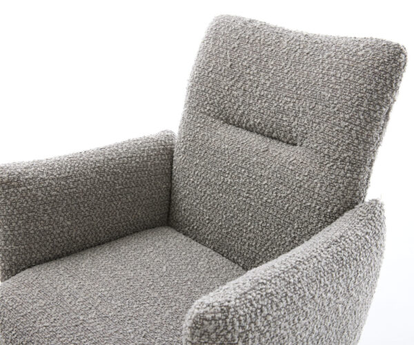 Jedálenská stolička Jova-Flex s podrúčkami, krížový rám, široké, nerezové, bouclé striebornošedé, otočné o 180°, jadro s taštičkovými pružinami - Image 4