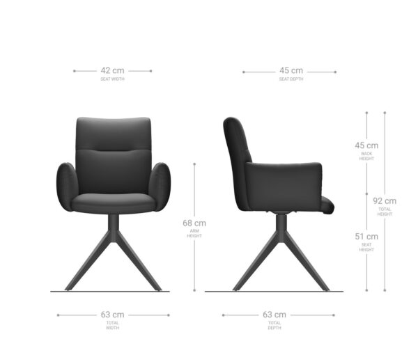 Jedálenská stolička Jova-Flex s opierkami bouclé biela krížová podstava široká čierna 360° otočná vrecková pružina - Image 7