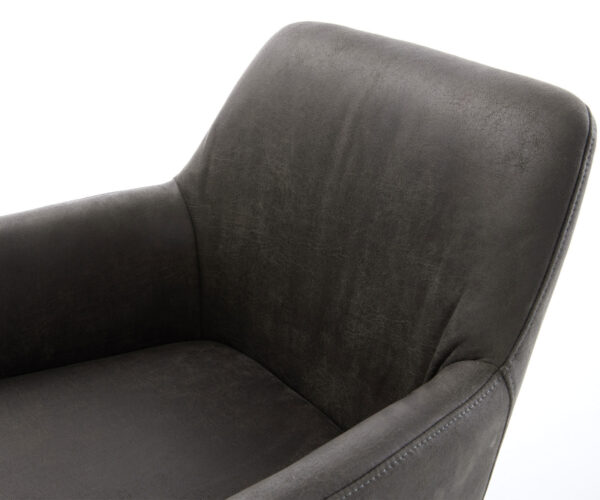 Jedálenská stolička Xana-Flex s podrúčkami, krížový rám, zúžený kov, čierny, mikrovlákno antracit vintage, 180° otočné, jadro s vreckovými pružinami - Image 4