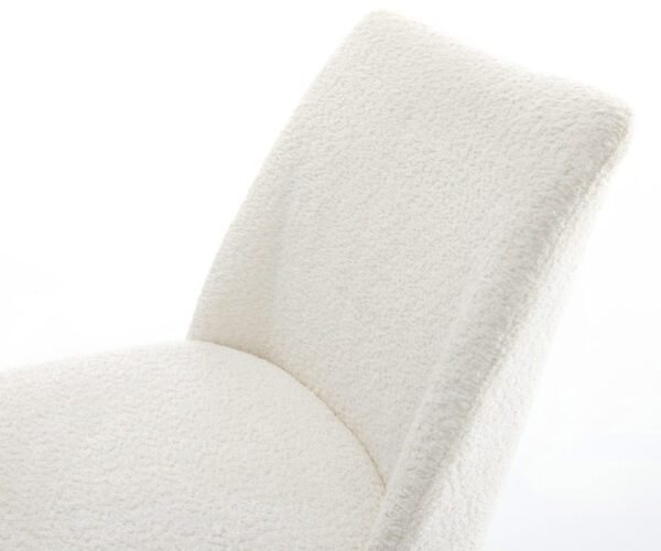 Jedálenská stolička Elso-Flex kovový čierny krížový podstavec, biely bouclé, 180° otočný, jadro s vreckovými pružinami - Image 4