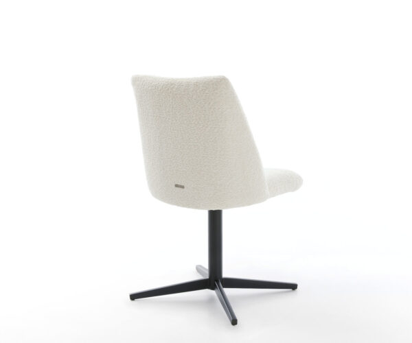 Jedálenská stolička Elso-Flex kovový čierny krížový podstavec, biely bouclé, 180° otočný, jadro s vreckovými pružinami - Image 5