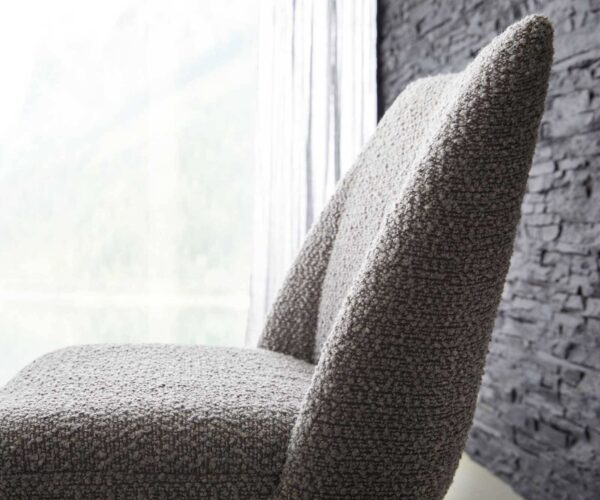 Jedálenská stolička Elso-Flex krížový rám široký kov čierny bouclé striebornošedý 180° otočný jadro s vreckovými pružinami - Image 4