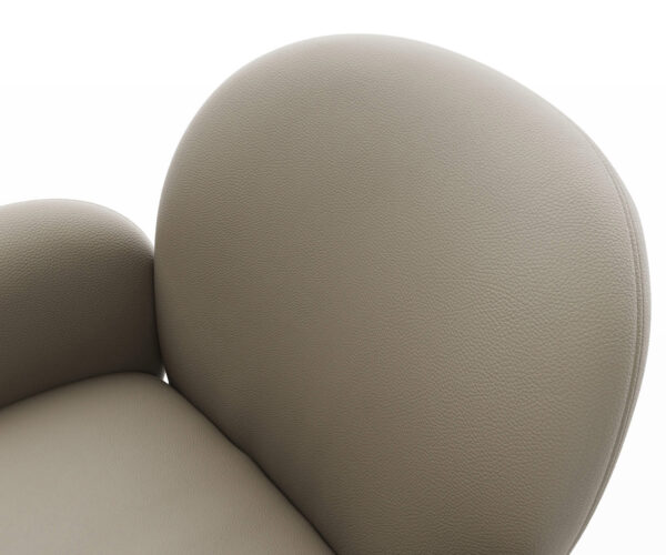 Jedálenská stolička Nube-Flex s podrúčkami, krížová konštrukcia, zúžený nerezový rám, pravá koža taupe, 180° otočný, jadro s vreckovými pružinami - Image 4