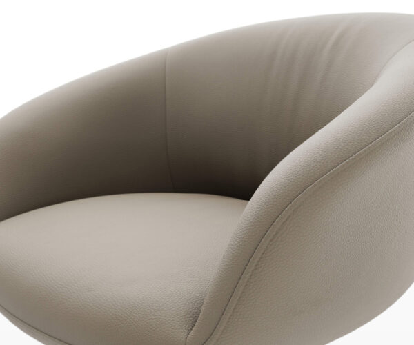Jedálenská stolička Vinka-Flex s podrúčkami, krížový rám, zužujúca sa nerezová oceľ, pravá koža taupe, 180° otočné, jadro s taštičkovými pružinami - Image 4
