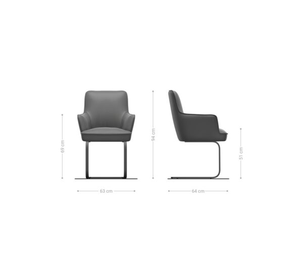 Jedálenská stolička Heira-Flex s podrúčkami, konzolová konštrukcia, plochá nerezová oceľ, kombinované materiály, taupe, jadro s vreckovými pružinami - Image 6