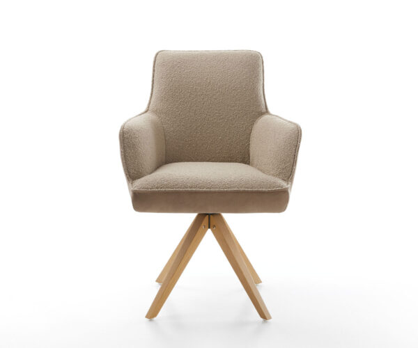 Jedálenská stolička Heira-Flex s podrúčkami, drevený rám, uhlový, prírodný, kombinované materiály, farba taupe, 180° otočné, jadro s taštičkovými pružinami - Image 2