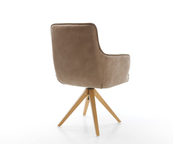 Jedálenská stolička Heira-Flex s podrúčkami, drevený rám, uhlový, prírodný, kombinované materiály, farba taupe, 180° otočné, jadro s taštičkovými pružinami - Image 5