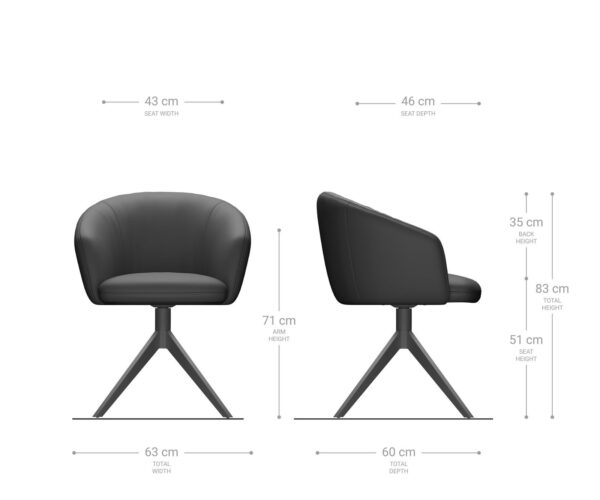 Jedálenská stolička Caja-Flex s opierkami mikrovlákno antracit vintage krížová podstava široká nerezová oceľ 360° otočná vrecková pružina - Image 7