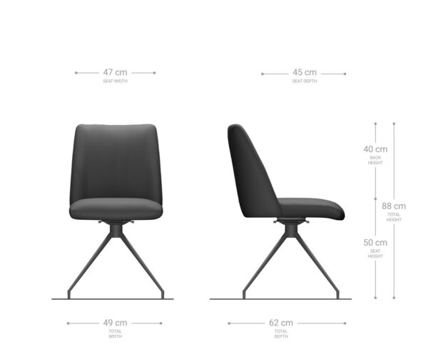Jedálenská stolička Elso-Flex krížový rám zúžený kov čierny mikrovlákno antracit vintage jadro s vreckovými pružinami otočné o 180° - Image 6